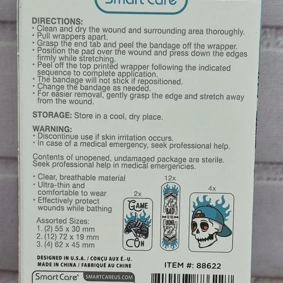 2 Boxes- Smart Care Teal Tattoo Style Translucent Waterproof Adhesive Bandages - Picture 3 of 5